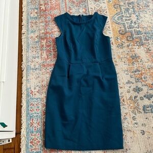 Loft blue cap-sleeved simple sheath dress
